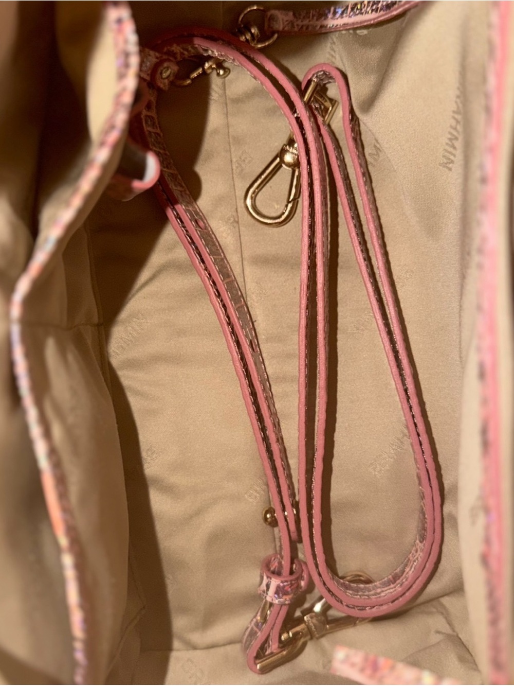 Brahmin Pixie Dust Stacy Satchel Limited Edition Pink Sparkle EUC FIRM - Picture 16 of 16